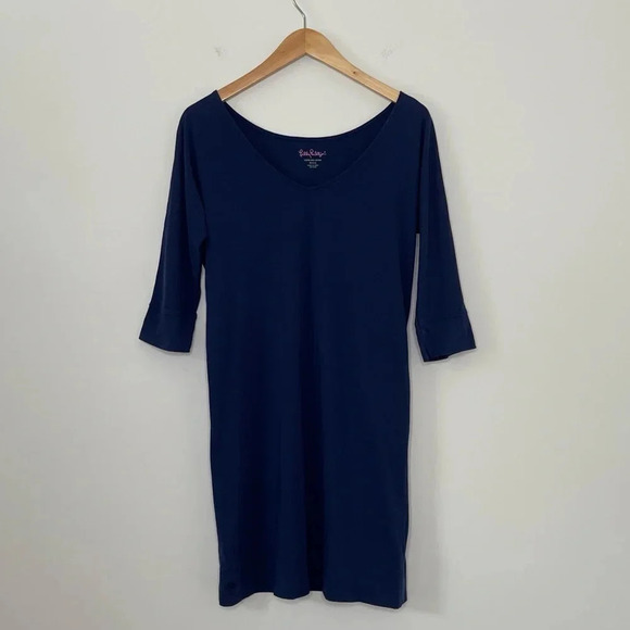 Lilly Pulitzer Eliza Popover Dress in True Navy - Picture 3 of 9